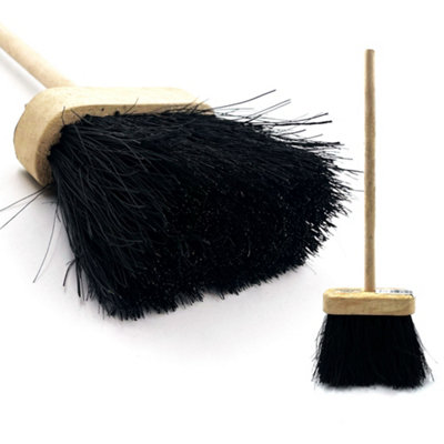 B&Q -  Traditional Fireplace Hearth Brush Soft Natural Bristle Log Burner Cleaner With Handle