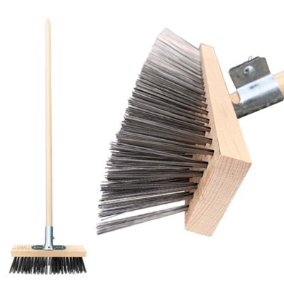 The Dustpan & Brush Store Wire Broom Stiff Metal Bristle Deck Scrub Brush For Removing Moss And Algae from B&Q