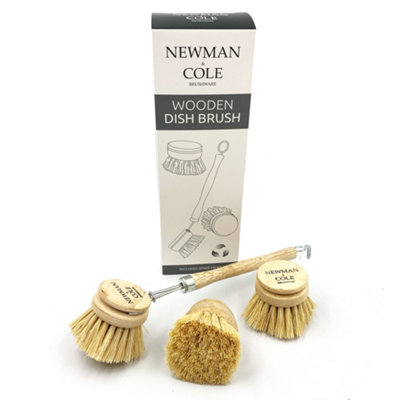 The Dustpan & Brush Store Wooden Dish Brush Set With Natural Bristle Heads And Replacement Brush Heads from B&Q