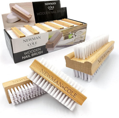 The Dustpan & Brush Store Double Sided Wooden Nail Scrubbing Brush With Firm Plastic Bristles(Pack Of 3)