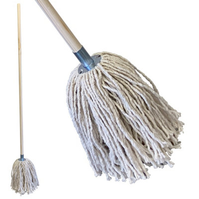The Dustpan & Brush Store Traditional Pure Cotton Yarn Mop Galvanised Metal Socket Mop With Handle from B&Q