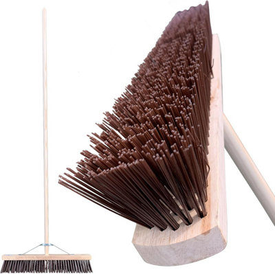 B&Q -  24" Wide Broom Outdoor Heavy Duty Broom Stiff Pvc Bristles And 120Cm Long Handle