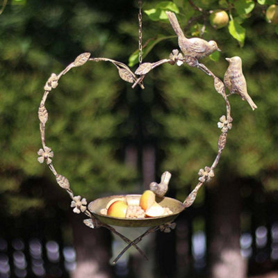Dibor Vintage Hanging Heart Facing Garden Bird Feeder Bird Dish from B&Q