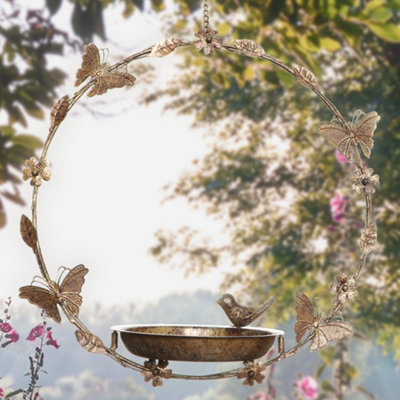 Dibor Vintage Round Hanging Butterfly Outdoor Garden Decor Bird Feeder from B&Q