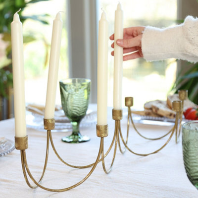 Dibor Ornate Golden Wave Dinner Table Decoration Centrepiece Décor Candle Holder from B&Q