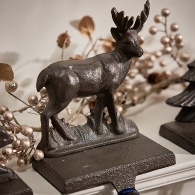 Dibor Cast Iron Reindeer Decorative Stocking Hook Fireplace Stocking Holder Christmas Stocking Holder from B&Q
