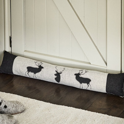 Dibor Traditional Grey Tweed Stag Decorative Door Stop Draft Excluder from B&Q