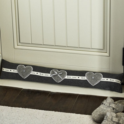 Dibor Traditional Made With Love Grey Heart Decorative Door Stop Draft Excluder from B&Q