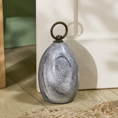 Dibor Contemporary Antique Doorstop Grey Marble Heavy Weight Decorative Door Stop from B&Q