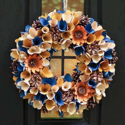 Dibor Vintage Style Harvest Festive Decor Autumn-Winter Wreath Front Door Christmas Wreath 35Cm from B&Q
