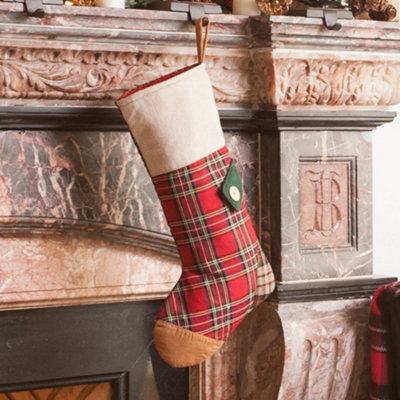 Dibor Red Tartan Patchwork Xmas Gift Decoration Christmas Stocking For Kids from B&Q