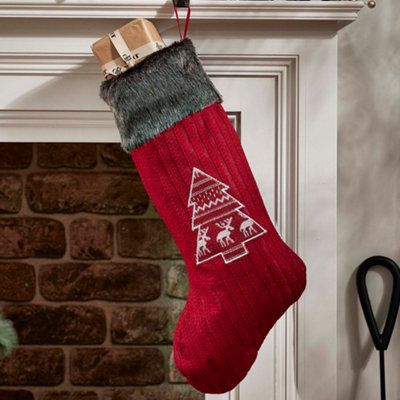 Dibor Red Nordic Tree Xmas Christmas Gift Bag Christmas Stocking For Kids from B&Q