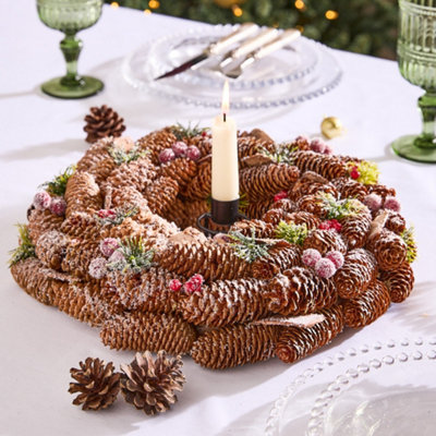 Dibor 36Cm Traditional Berries Xmas Festive Table Decoration Wreath Christmas Dining Centerpiece from B&Q