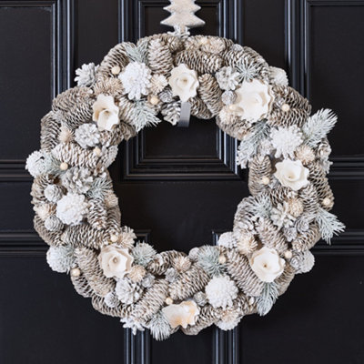 Dibor Giant Morning Frost Festive Decor Autumn-Winter Front Door Wreath Christmas Wreath 50Cm from B&Q