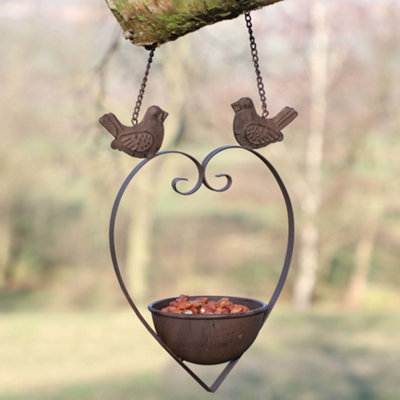 Dibor Antique Brown Hanging Heart Outdoor Garden Decor Bird Feeder from B&Q