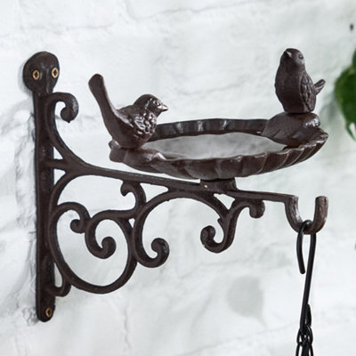 Dibor Cast Iron Outdoor Garden Bird Feeder Bird Dish With Bracket from B&Q