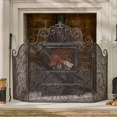 Dibor Vintage Country Farmhouse Fireplace Fire Guard Black Fire Screen H78Cm X W115Cm from B&Q