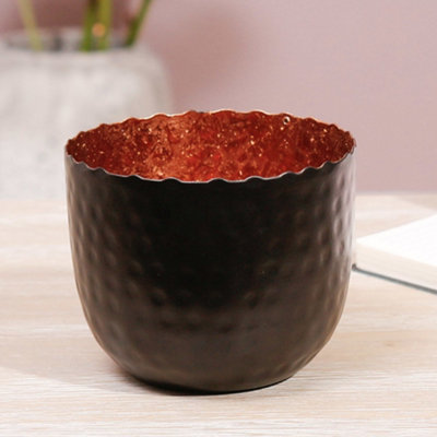 Dibor Black And Copper Hammered Centrepiece Tealight Christmas Candle Holder from B&Q