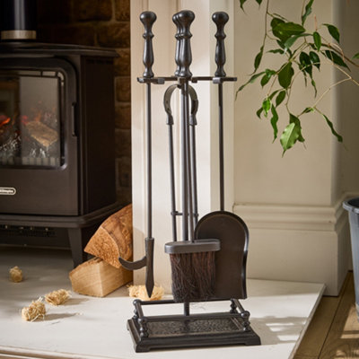 Dibor Gallery Cast Iron 5Pc Fireplace Tools Companion Set H57 X W20 X D18Cm from B&Q
