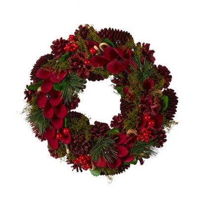 Dibor 30Cm Cluster Berries Xmas Festive Decor Front Door Wreath Christmas Wreath from B&Q