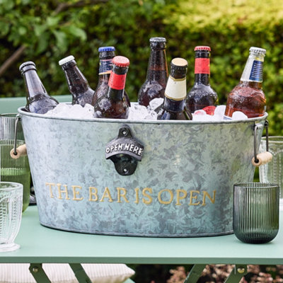 Dibor The Bar Is Open' Gold And Zinc Celebration Party Champagne Wine Ice Bucket from B&Q