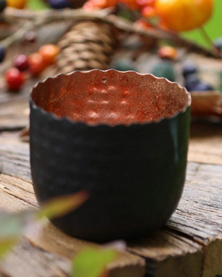 Dibor Traditional Small Copper & Black Tealight Holder Christmas Candle Holder from B&Q