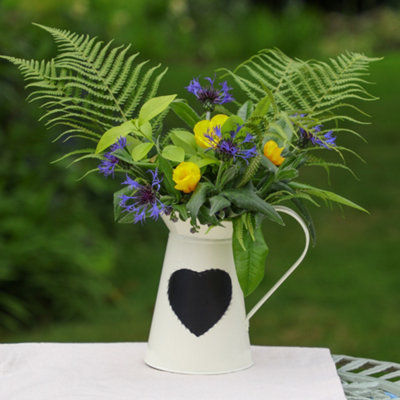 Dibor Country Cream Jug Flower Vase With Chalkboard from B&Q