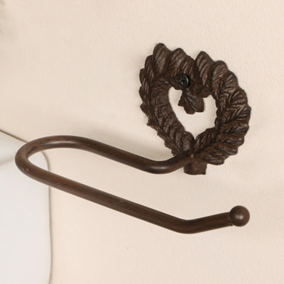 Dibor Vintage Style Antique Brown Cast Iron Toilet Roll Holder Wall Mounted Love Heart Wreath Toilet Roll Paper Tissue Dispenser from B&Q