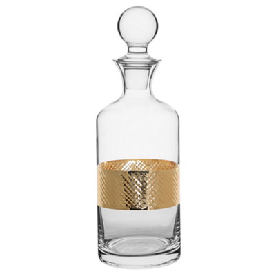Dibor Traditional Glass Gold Embossed Glassware Spirit Whisky Decanter Carafe Jug 1.5L from B&Q