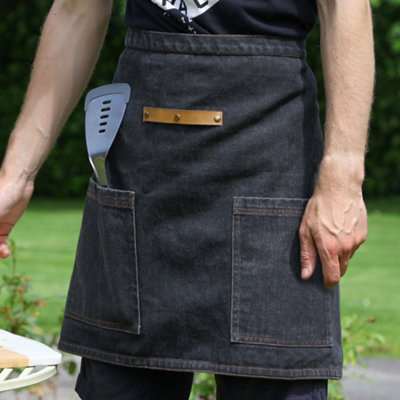 B&Q -  Vintage Black Denim Effect Half Kitchen Or Gardening Apron