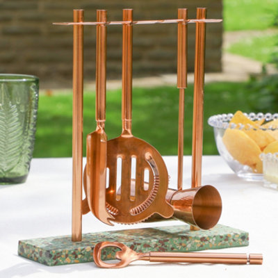 Dibor Copper Standing Barware Party Drinkware Cocktail Tool Set from B&Q