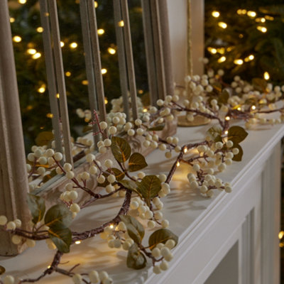 Dibor White Mistletoe Light Up Xmas Decoration Table Garland Decorative Christmas Garland 1.5M from B&Q