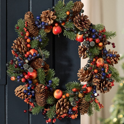 Dibor Vintage Style  Harvest Fruits Festive Decor Autumn-Winter Front Door Wreath Christmas Wreath 40Cm from B&Q