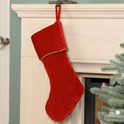 Dibor Red Knightsbridge Velvet Xmas Gift Decoration Christmas Stocking For Kids from B&Q