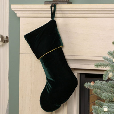 Dibor Green Knightsbridge Velvet Xmas Gift Decoration Christmas Stocking For Kids from B&Q