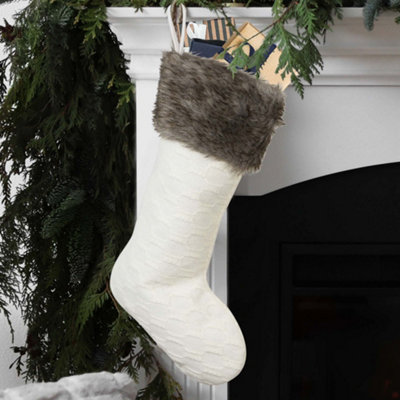 Dibor Nordic Sweater Knit White Xmas Christmas Gift Bag Christmas Stocking For Kids from B&Q