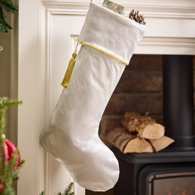Dibor Silver Kensington Velvet Xmas Gift Decoration Christmas Stocking For Kids from B&Q