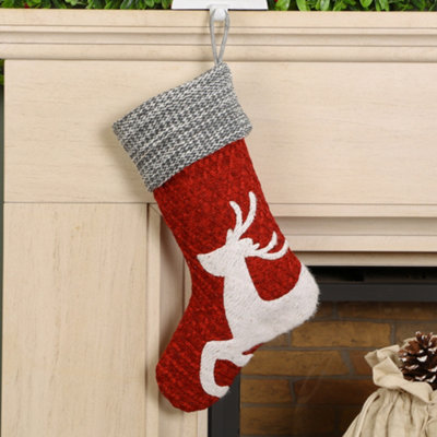 Dibor Red Sweater Knit Reindeer Xmas Gift Decoration Christmas Stocking For Kids from B&Q