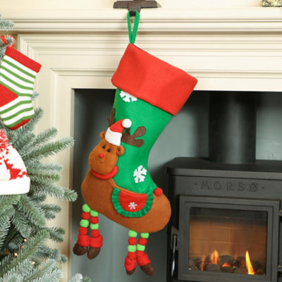 Dibor Reindeer Hanging Legs Xmas Christmas Gift Bag Christmas Stocking For Kids from B&Q