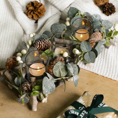 Dibor Nature Trail Trio Tealight Xmas Table Decoration Centrepiece Christmas Décor Candle Holder from B&Q
