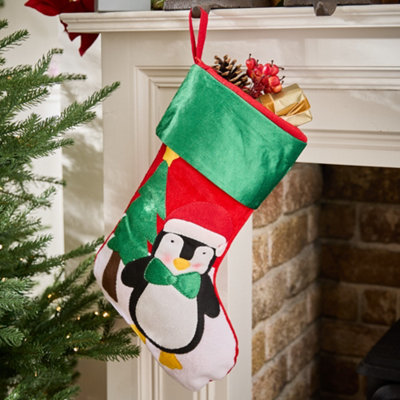 Dibor Velvet Penguin Xmas Christmas Gift Bag Christmas Stocking For Kids from B&Q