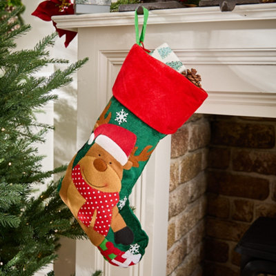 Dibor Velvet Reindeer Xmas Christmas Gift Bag Christmas Stocking For Kids from B&Q
