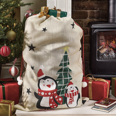Dibor Giant Penguins Children's Christmas Present Sack Gift Sack 90Cm X 62Cm from B&Q