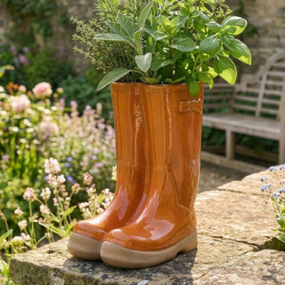 Dibor Orange Double Wellington Planter 29.5cm - Image 5