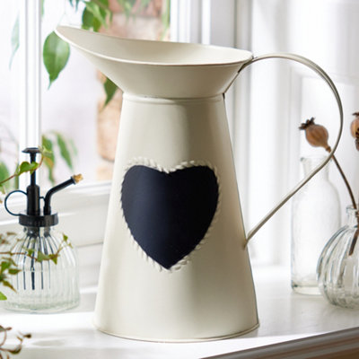 Dibor Vintage Cream Large Heart Message Jug Flower Vase For Table Decoration from B&Q