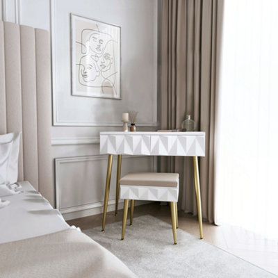 CARME Home Montana White Dressing Table With Velvet Padded Stool from B&Q