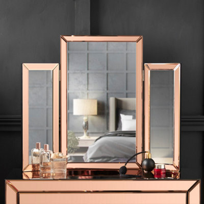 CARME Home Paloma Rosegold Tri-Fold Mirror from B&Q