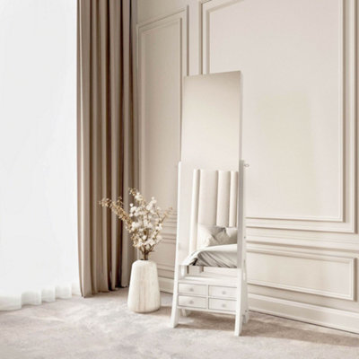 CARME Home Nikita Full Length Mirror Jewellery Cabinet Free Standing Makeup Storage Organiser Internal Led Lights Armoire With 6 Drawers Shel from B&Q