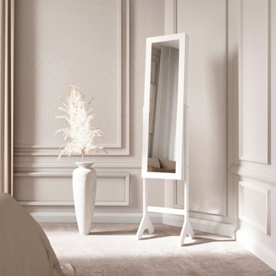 CARME Home CaitlynWhite Standing Full Length Jewellery Mirror Cabinet With Shelves Bedroom Storage Organiser Makeup Cosmetics from B&Q