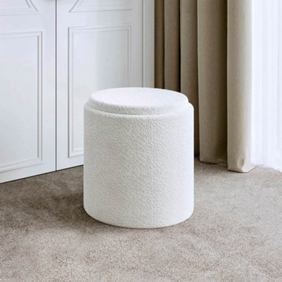 CARME Home Hailey Ivory Bouclé  Storage Stool For Bedroom Living Room Home Decoration from B&Q